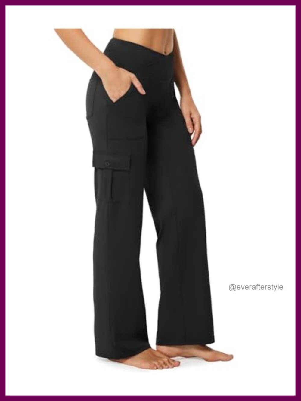 Wide Leg Cargo Yoga Pants with 6 Pockets Stretchy High Rise
